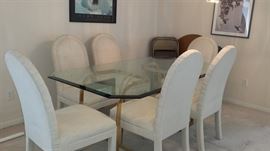 Glass top dining table - 6 chairs