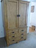 TV Armoire matches dresser with mirror and queen bedframe with mattress and boxspring