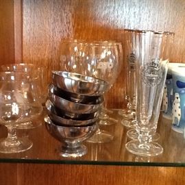 Various beer and wine glasses