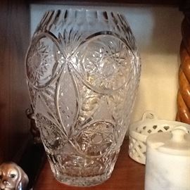 Large cut crystal vase 