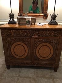 Maitland Smith carved two drawer chest