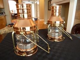XL 20" Ships Anchor Lantern Oil Lamp Copper & Brass Fresnel Lens