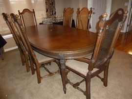 Century Furniture of Distinction - Dining room set table with 2 leaves, 6 chairs(2 are captain), lighted china cabinet, buffet/server.