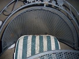 Woodard wrought iron patio table and four chairs with chaise