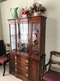 Mahogany hutch with curved glass