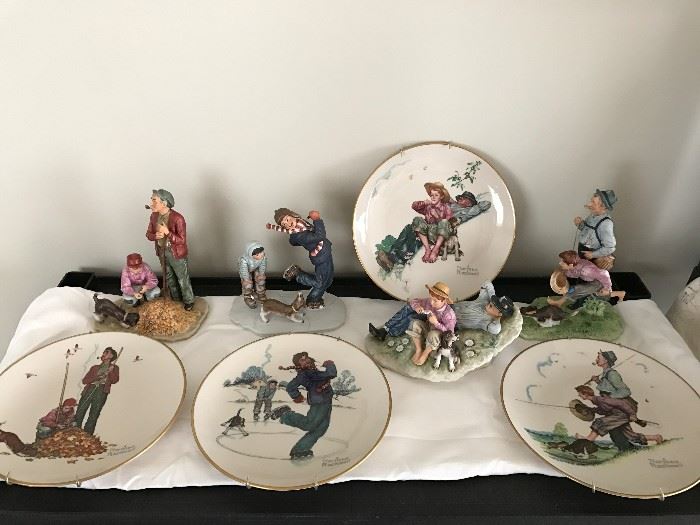 Complete collection of Norman Rockwell plates and figurines