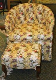 Floweral Chair w/Ottoman