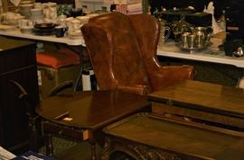 Leather Wing Back Chair