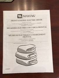 Instruction booklet for a Maytag front loading electric dryer.yes we have the dryer!
