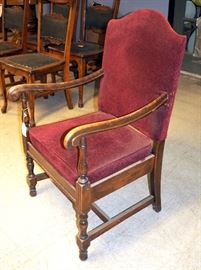 Captains Chair With Nail Head Accents, Padded with Wood Frame, 38.5"T