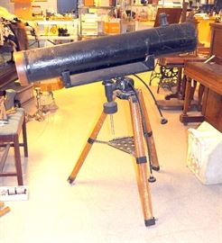 Telescope on Vintage Wood Tripod