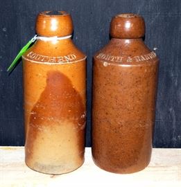 Southend Harrington Ginger Beer Stoneware Bottle and North & Randali Ginger Beer Stoneware Bottle Both, 7"T