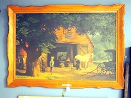 Paul Detlefsen "Americana Scene" Textured Print in Wood Frame 29" x 41"