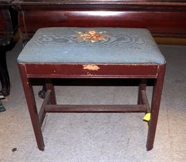 Needlepoint Vanity Bench 18"T x 20.5"W x 13"D