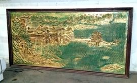 Oriental 3-D Framed Carved Wall Art 52"T x 100"W