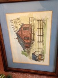 Local artist drawings of Calabasas, CA, 1970