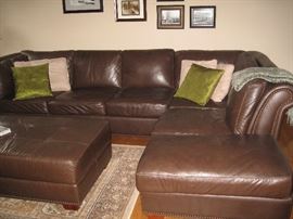 Leather Sectional, leather ottoman 