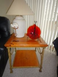 Side table with wrought iron trim, matching coffee table 
