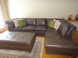Leather sectional and ottoman 