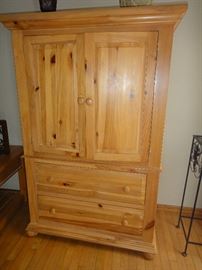Pine hutch/ entertainment center, shelving.