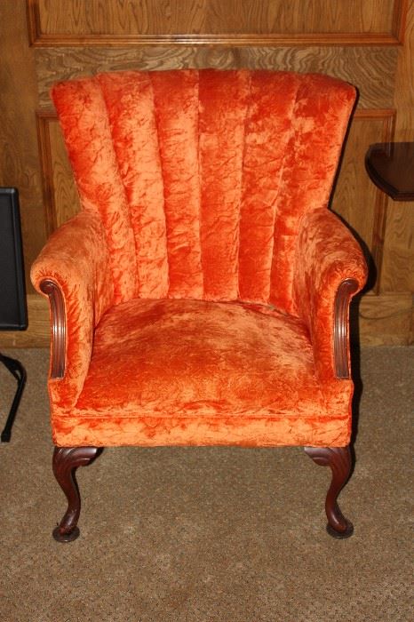Vintage Orange Velvet Chair