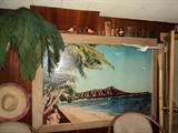 Large vintage light-up picture of Hawaii