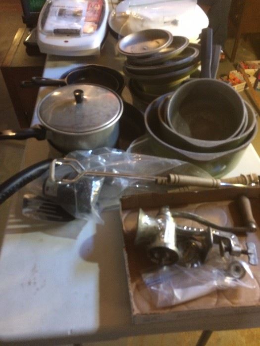 pots & pans, small electric grills, meat grinder
