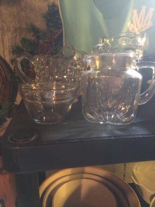 several nice glass pitchers