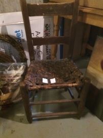 small chair with woven seat