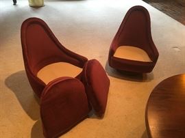 Pair of mid century modern chairs. Also believed to be Milo Baughman. Purchased at the same time as other furniture in the room by our clients mother. They've been reupholstered. 