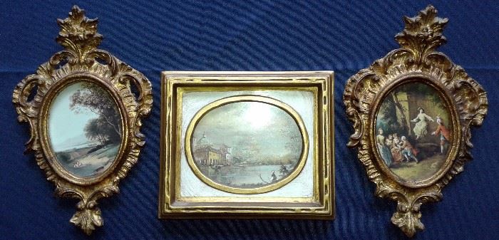 Small, antique framed pictures