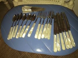 Vintage flatware set w/ mother of pearl handles