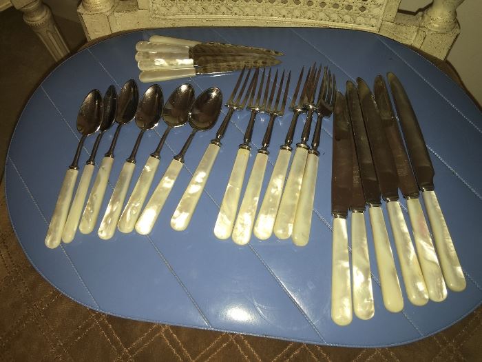 Vintage flatware set w/ mother of pearl handles 