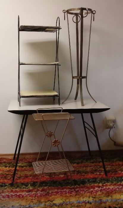 Various vintage tables and stands