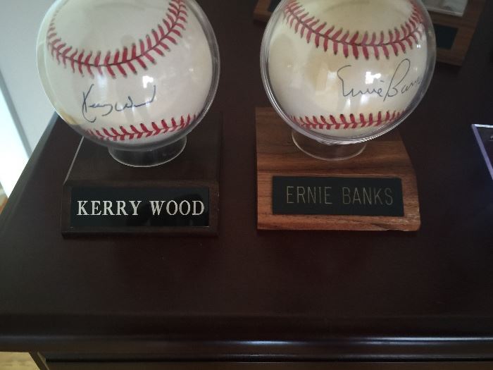 Autographed baseballs - Kerry Wood, Ernie Banks w/COA's