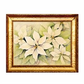 White Poinsettias Water Color Painting  60.00