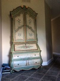 Hand painted bombe base secretary