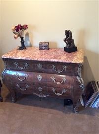 French style marble top bronze ormolu commode