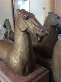 Pair of asian influenced horse mounts
