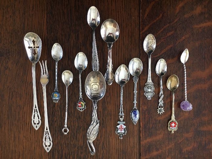Assortment of vintage and antique sterling spoons