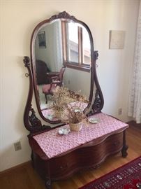 Chevel Mirror with single serpentine drawer - this is an absolutely extraordinary piece! 