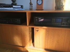 Teak MCM console with sliding doors