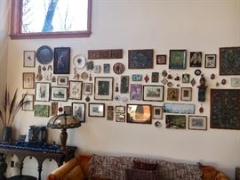 Table on left and Lamp not for sale - but those pictures in the background are!