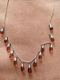 Amber and sterling necklace
