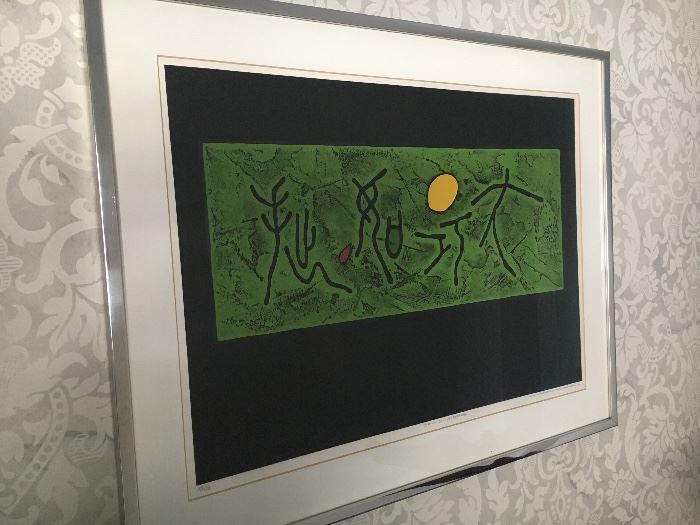 Original signed woodblock, Haku Maki, Japanese artist. This particular creation is from the "Poem" series. Maki died in 2000.
