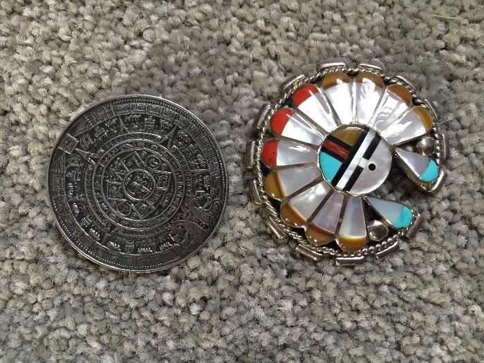 Here's that pin again, along with another spectacular sterling pin from Mexico