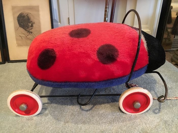 Steiff 1950s ladybug roll-a-long pull toy.