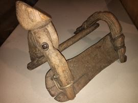 Antique Wooden Pack Saddle with Leather Lashings