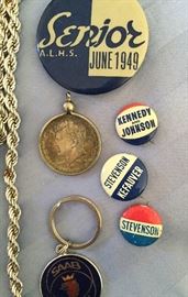 vintage pins and coins