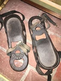 Vintage Billard cast iron exercise strap on shoes!